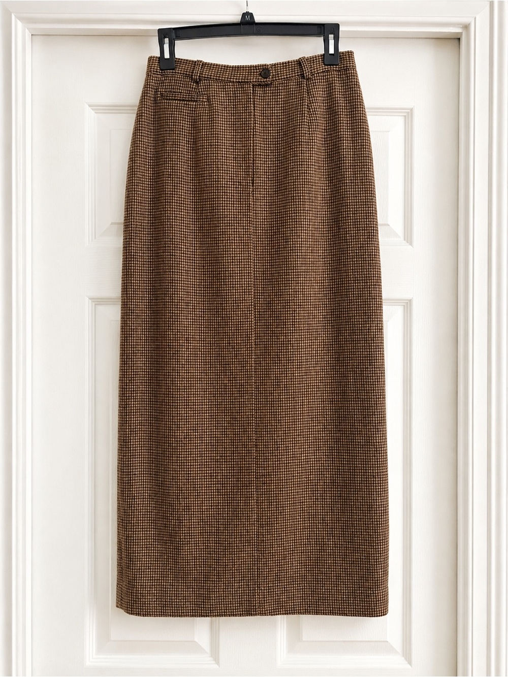 Ralph Lauren Brown Houndstooth Midi Pencil Skirt